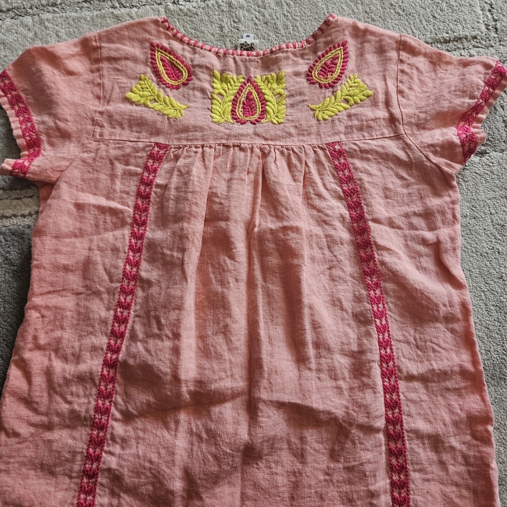 ivy jane Pink Cotton Blouse with Neon Yellow & Hot Pink Embroidery - Picture 6 of 7